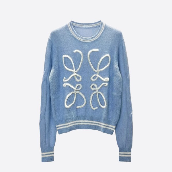 ロエベ アナグラム エンブロイダリー ウールセーター ライトブルー