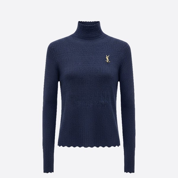 サンローラン YSLロゴ ウール タートルネック セーター ブラック