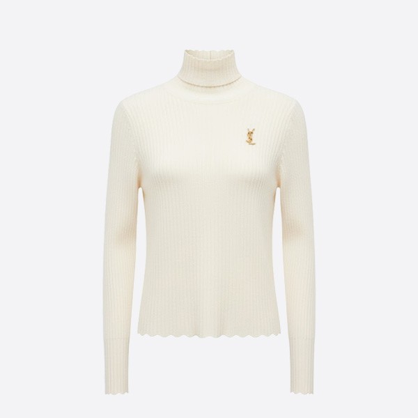 サンローラン YSLロゴ ウール タートルネック セーター ホワイト