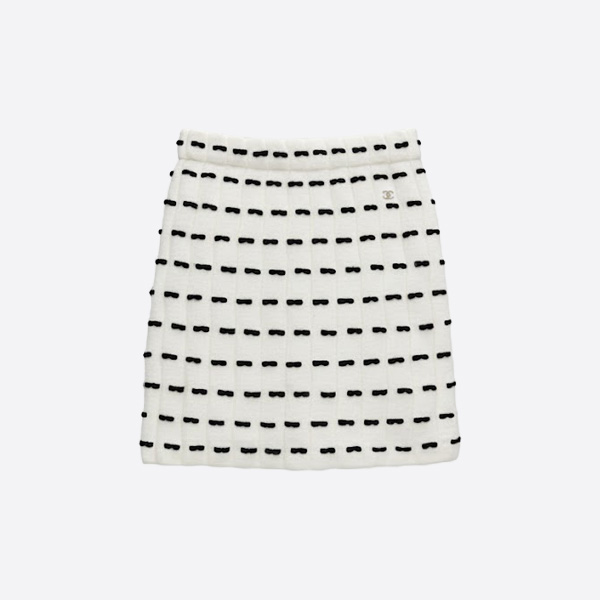 シャネル ツイード チェック ミニスカート ホワイト