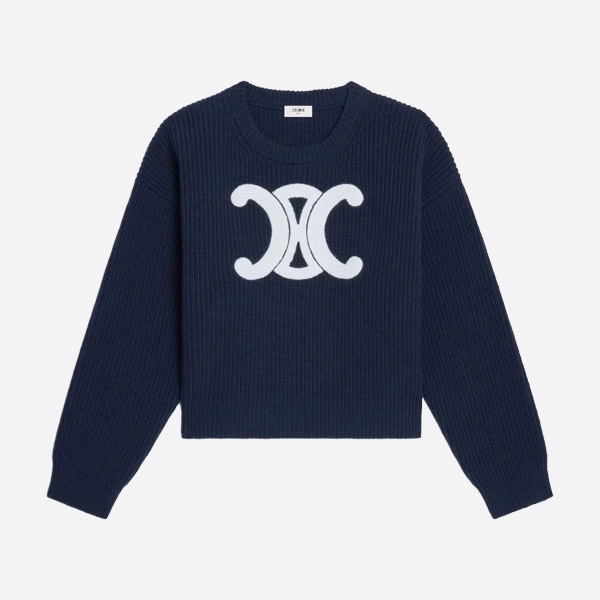 セリーヌ トリオンフ ウールニット プルオーバー ネイビー