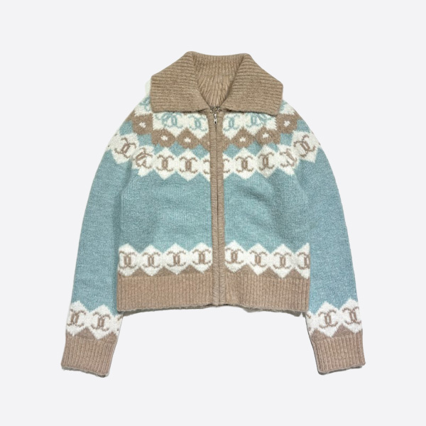 シャネル フェアアイル ウールカシミヤ ジップカーディガン