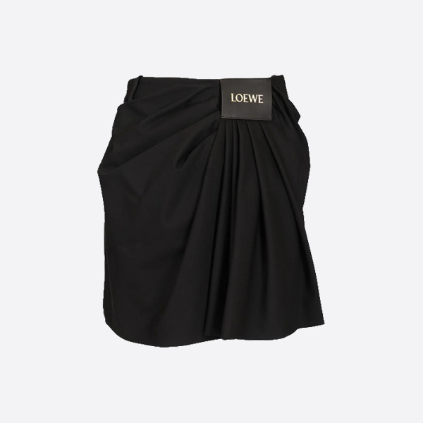 ロエベ ドレープ コットンスカート ブラック