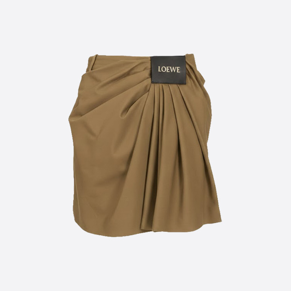 ロエベ ドレープ コットンスカート ブラウン