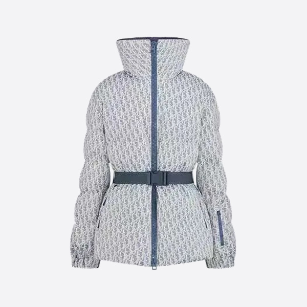 ディオール オブリーク ベルト付き ダウンジャケット スカイブルー