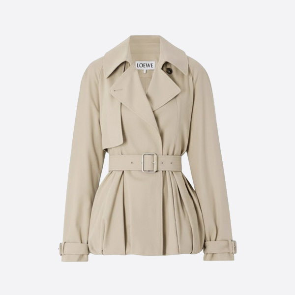 ロエベ ベルト付きショートトレンチジャケット ベージュ