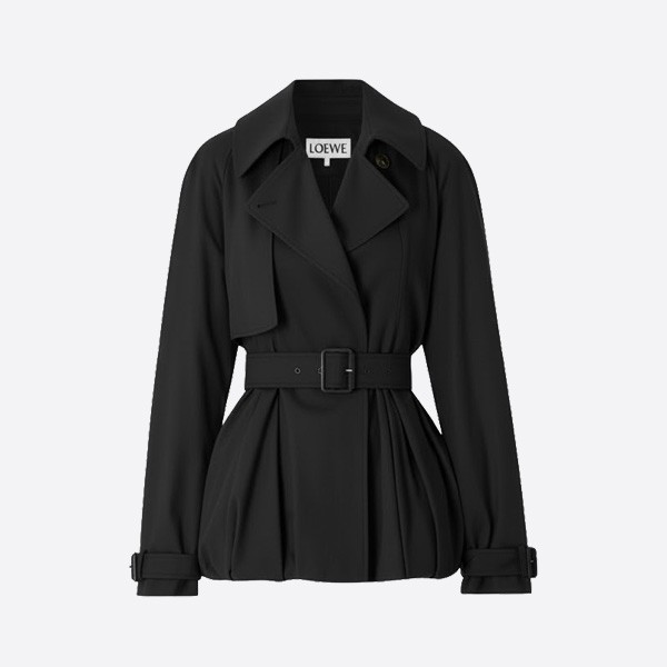 ロエベ ベルト付きショートトレンチジャケット ベージュ