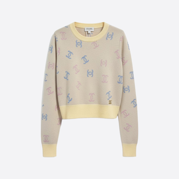 シャネル パステルCCロゴ ニットセーター クリーム