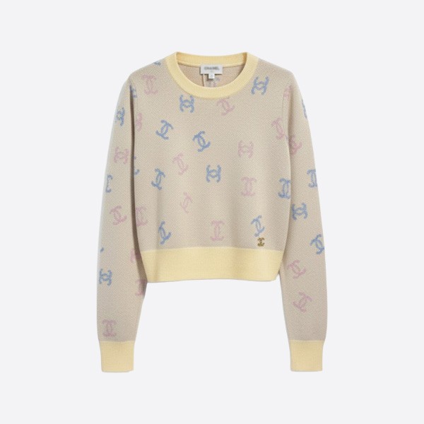 シャネル パステルCCロゴ ニットセーター クリーム