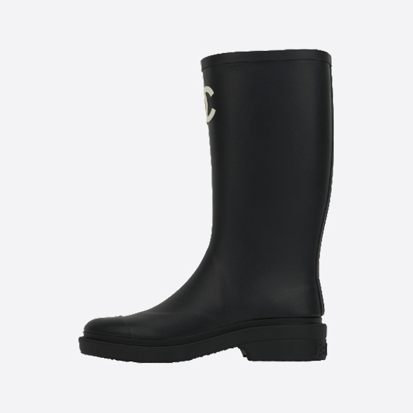 シャネル CCロゴ ラバー ブーツ ブラック