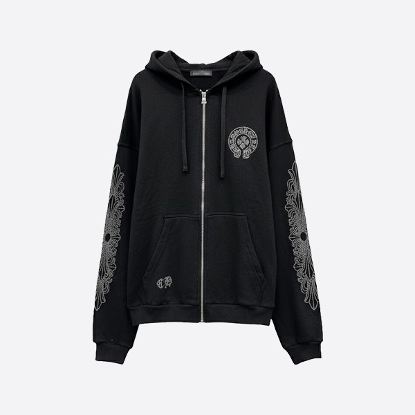 クロムハーツ ラインストーンクロスジップフーディー