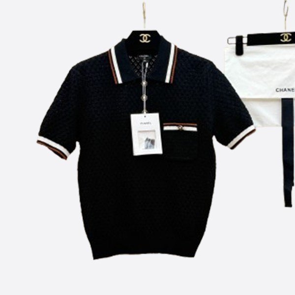 シャネル ハニカム ポロシャツ ブラック