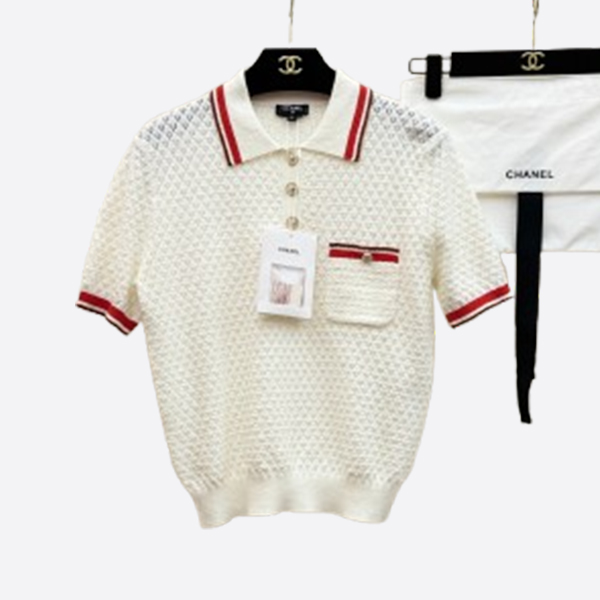 シャネル ハニカム ポロシャツ ホワイト